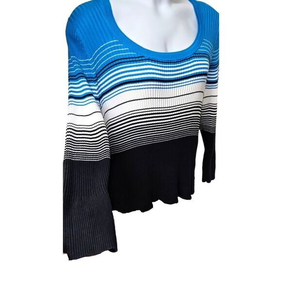 EUC FASHION BUG Plus Size Women's Multi- Colored Striped Ribbed Sweater 2X - Picture 3 of 12